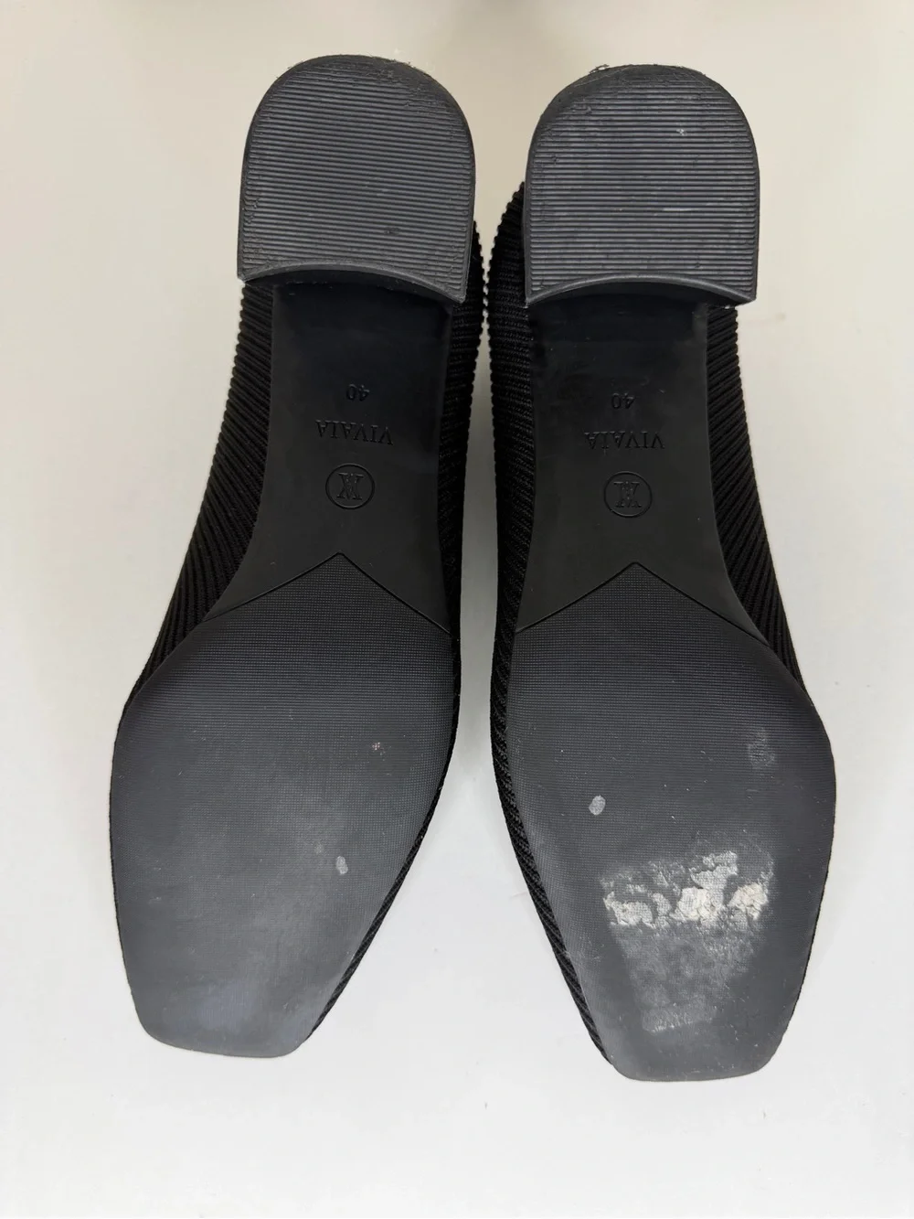 Vivaia Shoes Pump Block Heels Women Size 40 US 9 Black Knit Textile Slip Ons